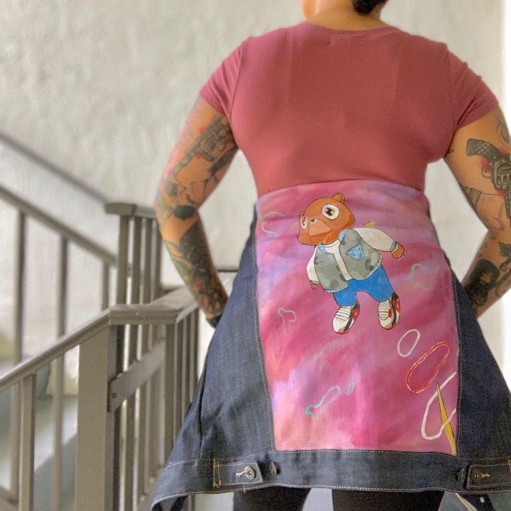 Kanye west graduation bear album art denim jacket